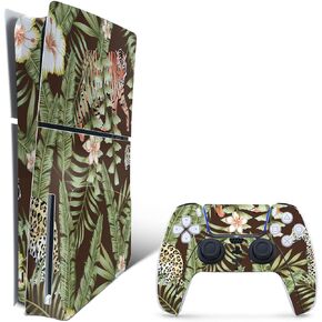 MightySkins Skin Compatible with Playstation 5 Slim Disk Edition Bundle - Tiger Jungle | Protective, Durable, and Unique Vinyl Decal wrap Cover | Easy to Apply | Made in The USA