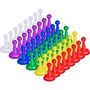 Sumind 48 Pcs 1 Inch Board Game Pieces Multicolor Pawns Board Game Pawns Plastic Chess Pieces for Board Games Component Tabletop Markers Accessories, Random Color