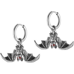 HZMAN Bat Earring for Men Women Stainless Steel Gothic Punk Vampire Bat Dangle Drop Earring Halloween Earring Jewelry Gift
