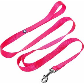 Blueberry Pet Essentials Double Handle Dog Leash for Traffic Control | 5ft. x 5/8" Small Dog Leash | Classic Dog Leash with Two Handles for Dogs That Pull | Nylon 2 Handle Dog Leash in French Pink