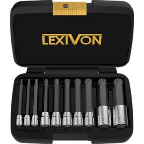 LEXIVON XZN Triple Square Spline Bit Socket Set, Extra Long 4-Inch | 10-Piece European Style M4 - M18, Premium S2 Alloy Steel | Enhanced Storage Case (LX-145L)