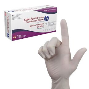 Dynarex Safe-Touch Disposable Latex Exam Gloves, Powder-Free, Used in Healthcare & Professional Settings, Bisque, 1 Box of 100 Gloves (X-Large)