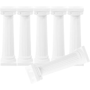 Yardwe Mini Roman Pillar Wedding Roman Column Sculpture, 6pcs Greek Column Statue Candlestick Stand Columns Pillars Sculpture for Wedding Table Decoration Micro Landscape Yard