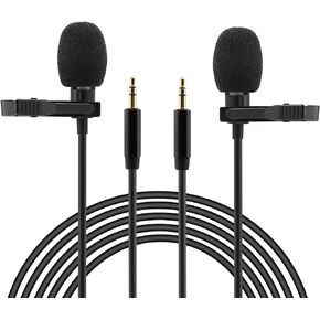 2 Pack Lavalier Microphone Compatible with Rode Wireless ME/DJI MIC2 MIC1 Transmitters - Omnidirectional Lav Lapel Wearable Mic for Vlog Interview Streaming Lectures Broadcasters