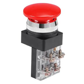 uxcell 30mm Mounting Hole Momentary Push Button Switch Red DPST