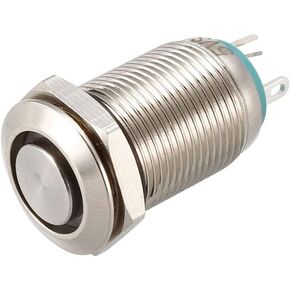 uxcell Latching Metal Push Button Switch 12mm Mounting Dia 1NO 5V Blue LED Light High Flat