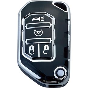 Key Fob Cover Case Compatible with 2018-2023 Wrangler JL JLU Gladiator JT Rubicon Sahara JLU Accessories