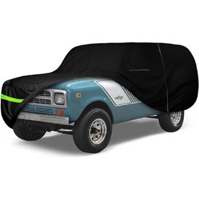 Waterproof Car Cover Replace for 1971-1980 International Harvester Scout II 210T All Weather Classic Car Covers with Zipper Door for Snow Rain Dust Protection