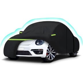 Car Cover Waterproof All Weather for 1960-1980 Beetle Sedan 2-Door Saloon Car, Heavy Duty 7 Layers Outdoor Full Cover with Door Zipper, Black