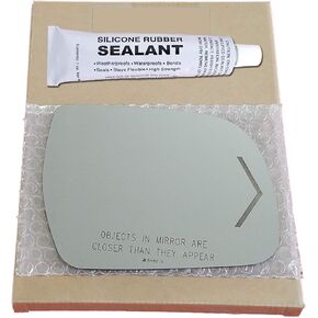 Mirror Glass Replacement + Silicone Adhesive for 2011-2013 Toyota Sienna Passenger Side - Dim Fit Over With Signal Etch (2011 2012 2013 11 12 13)