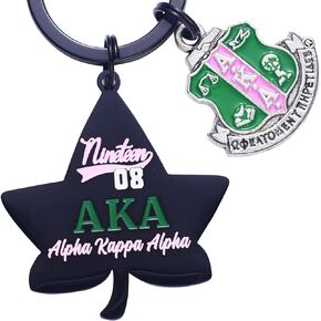 1908 Aka Sorority Keychain Ivy Leaf Keyrings Aka Sorority Gifts for Women Girls Sorority Paraphernalia Gifts