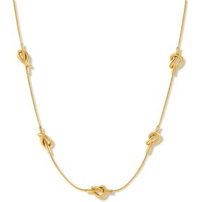 KELMALL Collarbone Snake Chain Necklace, 16" Gold Cubes Beaded Station Layered Stacked Adjustable Necklace, Packaged with Jewelry Box
