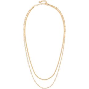 By Adina Eden Women's Cuban X Beaded Ball Double Chain Necklace in Kuwait
