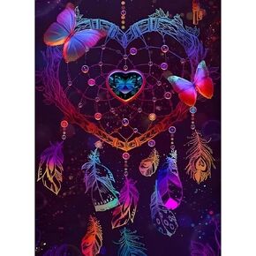 MXJSUA Dream Catcher Diamond Art Painting Kits for Adults - Butterfly 5D Diamond Art Kits for Beginner, Fantasy Love Dream Catcher Full Drill Diamond Dots Painting with Gem Art Decor - 12X16 inch