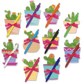 Eaasty 30 Pcs/10 Sets Cactus Sticky Notes with Cactus Pen Cute Succulent Notepads Set Cute Fun Cactus Gifts Cacti Self Adhesive Notepads for Office Stationery School Supply