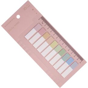 Sticky Tabs with Ruler,moinkerin 200 Pieces Transparent Sticky Notes Book Tabs PET Multicolor for Bookmarks,Studying,Office,School Planner Memo