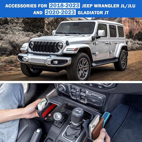 Center Console Organizer Set for 2018-2022 2023 Jeep Wrangler JL JLU Accessories 4PCS Including Gear Shift Side Tray Organizer, Hanging Armrest Storage Box, Co-Pilot Organizer (Not for JK/JKU) in Saudi Arabia