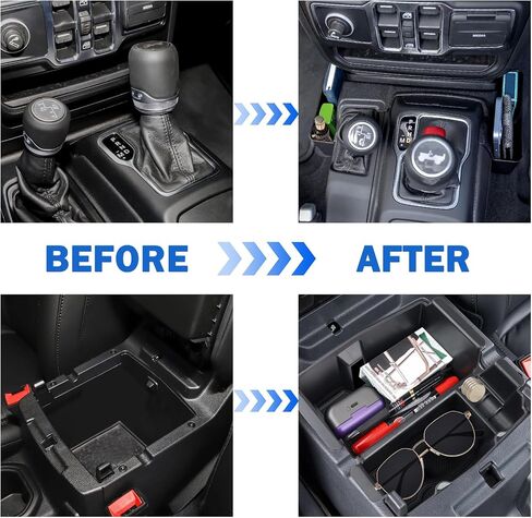 Center Console Organizer Set for 2018-2022 2023 Jeep Wrangler JL JLU Accessories 4PCS Including Gear Shift Side Tray Organizer, Hanging Armrest Storage Box, Co-Pilot Organizer (Not for JK/JKU) in Saudi Arabia