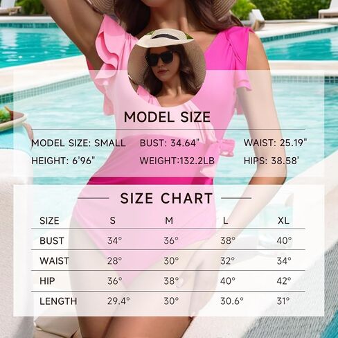 Women's Slimming One Piece Swimsuit Ruffle Wrap Swimwear Tummy Control V Neck Bathing Suit(1-S, 2-M, 3-L, 4-XL in Saudi Arabia