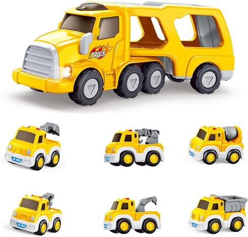 Toys for 2 3 Year Old Boy Girl, Cars for toddlers 2-3, Toddler Toys for Ages 2-4, Friction Power Carrier Truck Toys with Light and Sound, 2 Year Old Boy Girl Birthday Gift (Truck Set 2) in Kuwait