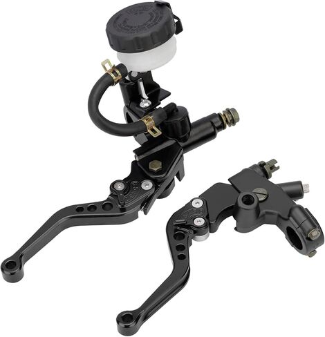 رافعة مضخة فرامل الدراجة النارية 7/8 بوصة 22 مم قابض خزان أسطوانة رئيسية هيدروليكية CNC مجموعة يسار ويمين بديلة عالمية لهارلي هوندا كاواساكي سوزوكي ياماها (أسود) in Kuwait