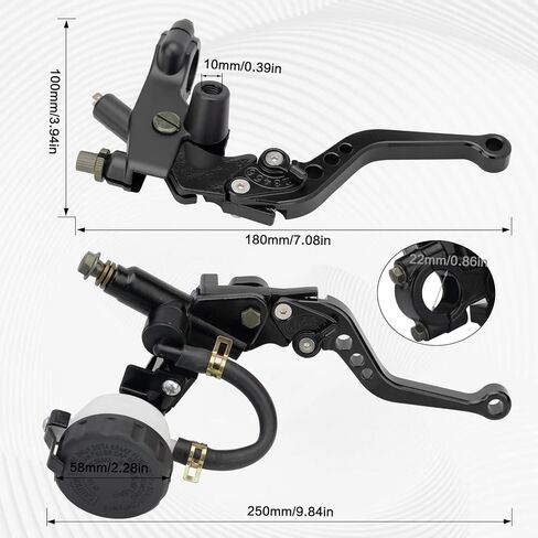 رافعة مضخة فرامل الدراجة النارية 7/8 بوصة 22 مم قابض خزان أسطوانة رئيسية هيدروليكية CNC مجموعة يسار ويمين بديلة عالمية لهارلي هوندا كاواساكي سوزوكي ياماها (أسود) in Kuwait