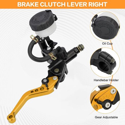 Motorcycle Brake Pump Lever 7/8" 22mm Hydraulic Master Cylinder Reservoir Clutch CNC Left & Right Set Universal Replacement for Harley Honda Kawasaki Suzuki Yamaha (Black) in Kuwait