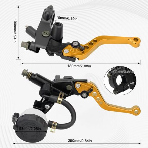 Motorcycle Brake Pump Lever 7/8" 22mm Hydraulic Master Cylinder Reservoir Clutch CNC Left & Right Set Universal Replacement for Harley Honda Kawasaki Suzuki Yamaha (Black) in Kuwait