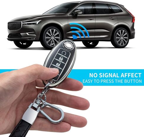 Compatible with Nissan Key Fob Cover with Leather Lanyard, Car Key Case Shell Protection for Nissan Altima Rogue Sentra Pathfinder Remote Smart Key,Black in Kuwait