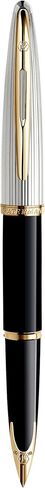 قلم حبر Waterman Carène Marine Amber، بني لامع وأسود مع مشبك ذهبي 23 قيراط، سن رفيع مع خرطوشة حبر زرقاء، صندوق هدايا in Kuwait