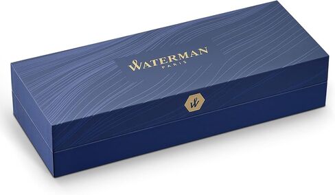 Waterman Carène Deluxe Fountain Pen, Gloss Black & Silver Plated with 23k Gold Clip, Fine Nib with Blue Ink Cartridge, Gift Box in Saudi Arabia