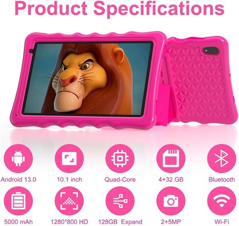 Android 13 Kids 10 inch Tablet with case Included,Android Tablet 10 inch, Google Tablet with 4GB RAM &32GB ROM,1280 * 800 IPS,Tablet for Kids 3-7,Ideal Kids Gift in Kuwait