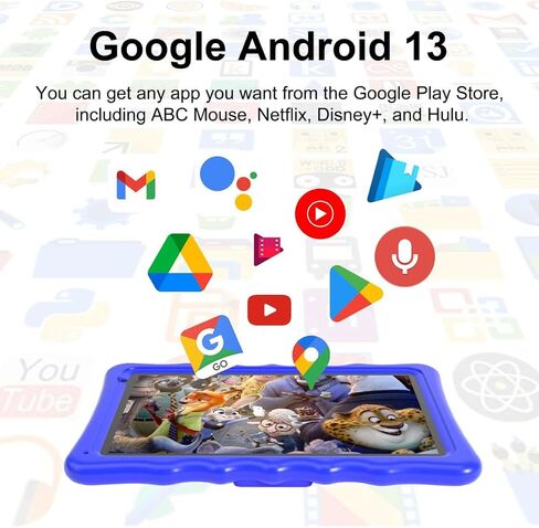 Android 13 Kids 10 inch Tablet with case Included,Android Tablet 10 inch, Google Tablet with 4GB RAM &32GB ROM,1280 * 800 IPS,Tablet for Kids 3-7,Ideal Kids Gift in Kuwait
