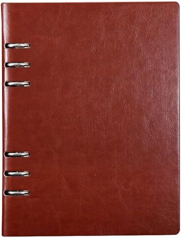 Ailifly Business Office Student Openwork PU Leather Metal Binder Hardcover Spiral Refillable 6 Ring Journal Personal Planner Notebook (Black, A5) in Saudi Arabia