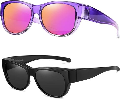 SHEEN KELLY 2 PCS TR90 Polarized Oversized Fit over Sunglasses Over Glasses With Cat Eye Frame for Women & Men Lightweight Glasses in Saudi Arabia
