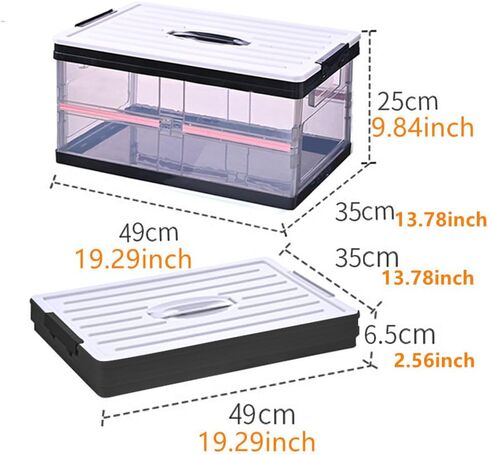 Clear Foldable Storage Bins with Lids Plastic Collapsible Box Portable Stackable Grocery Books Container Folding Latching Crate for Indoor Outdoor Car Trunk (All White) in Saudi Arabia