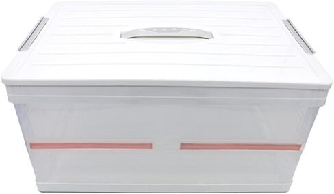 Clear Foldable Storage Bins with Lids Plastic Collapsible Box Portable Stackable Grocery Books Container Folding Latching Crate for Indoor Outdoor Car Trunk (All White) in Saudi Arabia