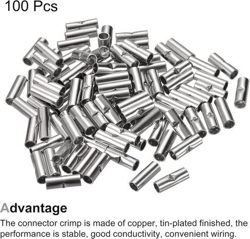 MECCANIXITY Non-Insulated Butt Crimp Terminals 12-10 AWG for Electrical Wire Splice DIY, Pack of 100 in Saudi Arabia