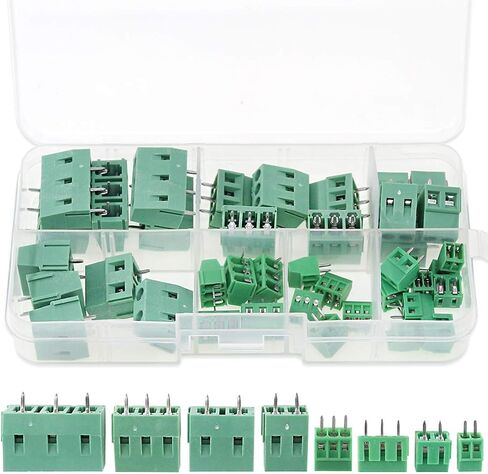 Glarks 40pcs(8 Kinds) 2.54/3.8/5.0/7.5mm Pitch 2/3 Pin PCB Mount Screw Terminal Block Connector Assortment Kit in Saudi Arabia