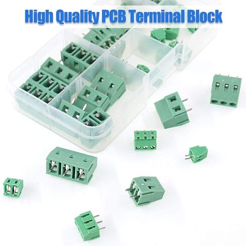 Glarks 40pcs(8 Kinds) 2.54/3.8/5.0/7.5mm Pitch 2/3 Pin PCB Mount Screw Terminal Block Connector Assortment Kit in Saudi Arabia