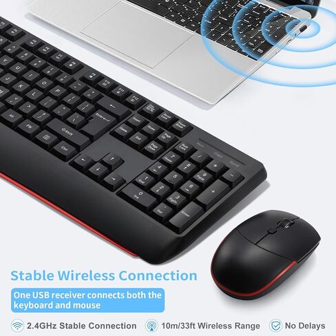 Wireless Keyboard and Mouse Combo, 2.4G Full-Size Ergonomic Computer Keyboard with Wrist Rest and 3 Level DPI Adjustable Wireless Mouse for Windows, Mac Desktop/Laptop/PC/PS in Kuwait