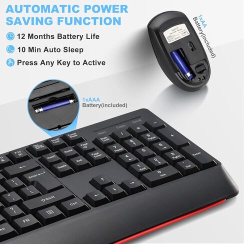 Wireless Keyboard and Mouse Combo, 2.4G Full-Size Ergonomic Computer Keyboard with Wrist Rest and 3 Level DPI Adjustable Wireless Mouse for Windows, Mac Desktop/Laptop/PC/PS in Kuwait