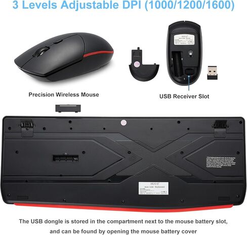 Wireless Keyboard and Mouse Combo, 2.4G Full-Size Ergonomic Computer Keyboard with Wrist Rest and 3 Level DPI Adjustable Wireless Mouse for Windows, Mac Desktop/Laptop/PC/PS in Kuwait