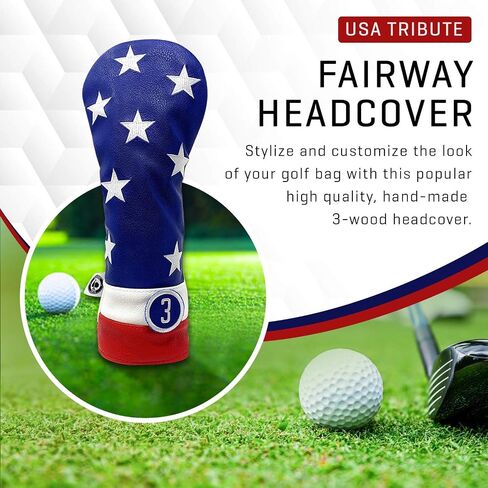Pins & Aces USA Head Cover - Premium, Hand-Made Leather, Hi Quality Headcover - American Pride Styled, Tour Quality Golf Club Cover - Style and Customize Your Golf Bag in Saudi Arabia