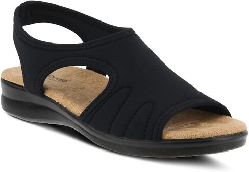 Spring Step Flexus Nyaman Slingback Sandals for Women | Low Heel Slip-On Summer Sandals | Ladies Casual Flat Platform Sandal | Black EU 41 / US 9.5-10 in Saudi Arabia