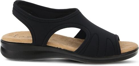Spring Step Flexus Nyaman Slingback Sandals for Women | Low Heel Slip-On Summer Sandals | Ladies Casual Flat Platform Sandal | Black EU 41 / US 9.5-10 in Saudi Arabia