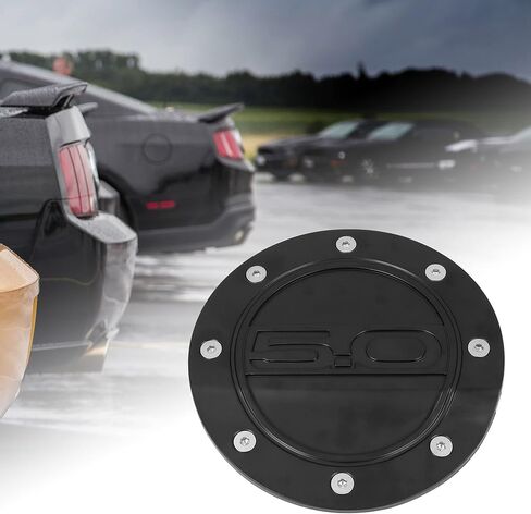 X AUTOHAUX Carbon Fiber Pattern Black Car Gas Cap Fuel Filler Door Cover Gas Tank Cover for Ford for Mustang 2015-2020 in Saudi Arabia