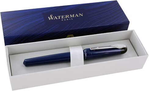 قلم حبر Waterman Kultur، عاكس باللون الأزرق الداكن مع زخرفة من الكروم، سن رفيع مع حبر أزرق in Kuwait