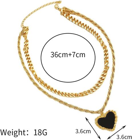 YOOESTORES82 14K الذهب القلب قلادة القلائد للنساء الفتيات الشرير الطبقات مكتنزة القلب المختنق قلادة الهيب هوب ربط سلسلة الحب Y2K الفتيات هدايا المجوهرات العصرية in Kuwait