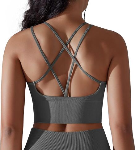 LONGBIDA Strappy Sports Bra for Women Sexy Crisscross Back Light Support Yoga Bra with Removable Cups in Saudi Arabia